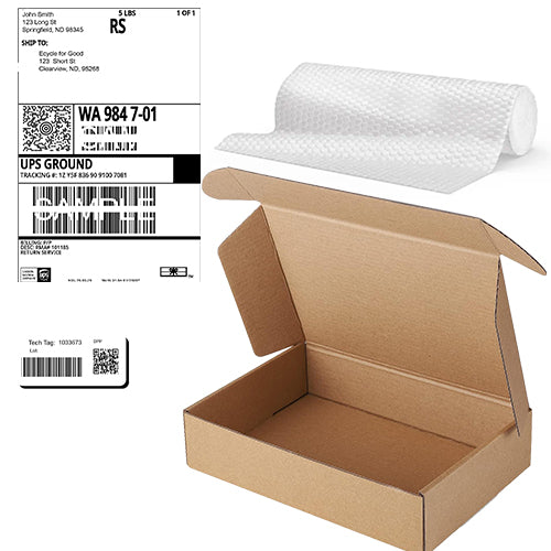 Smartphone & Tablet Reuse and Recycling Box and Shipping Label